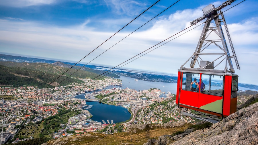 Ulriken cable railway in Bergen, Norway. Gorgeous views from the top of the hill.