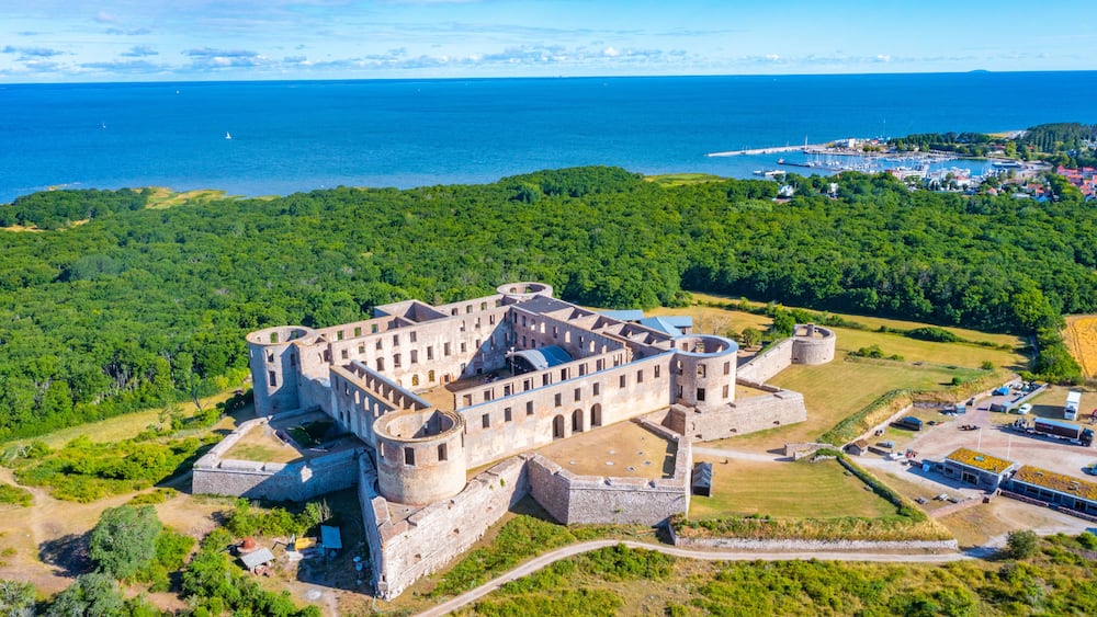 Aerial view of the Borgholm castle in Sweden