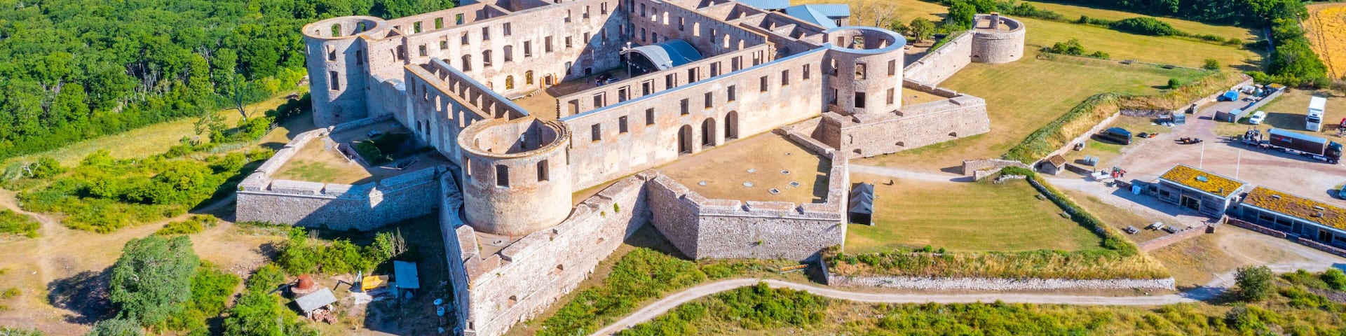 Aerial view of the Borgholm castle in Sweden