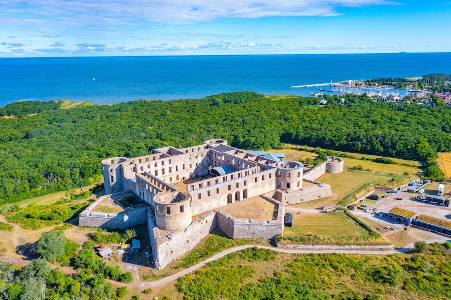 Aerial view of the Borgholm castle in Sweden