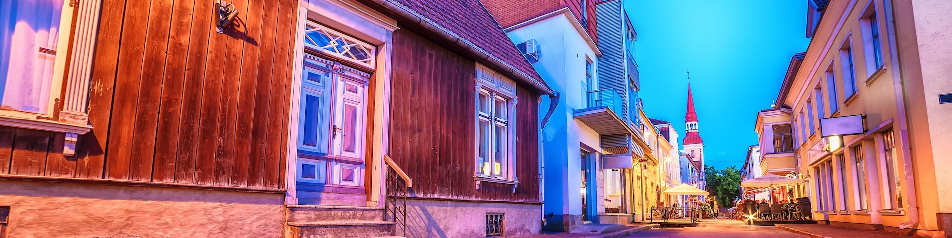 Parnu, Estonia, Baltic States: the old town at night