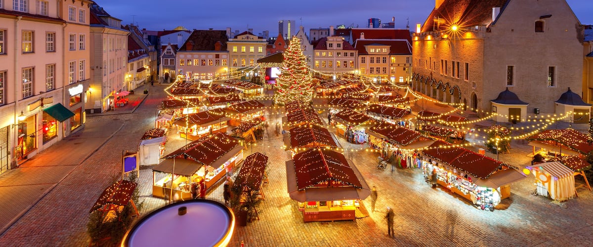 Tallinn. Town Hall Square at Christmas.