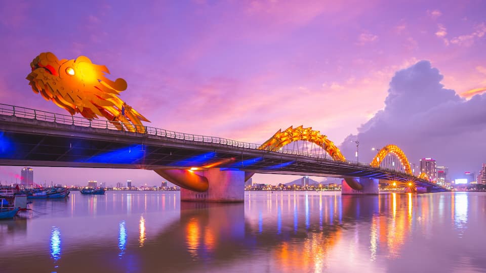 Dragon Bridge in Da Nang, vietnam at night
