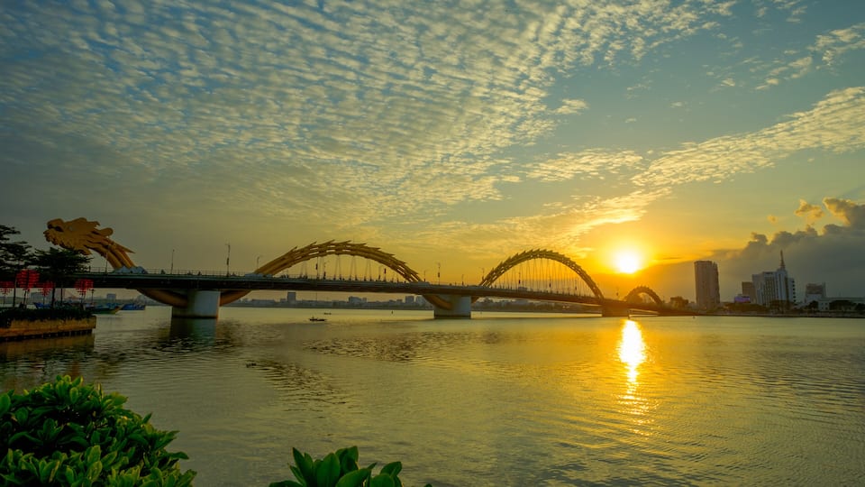 Dragon bridge of Han river in Vietnam.