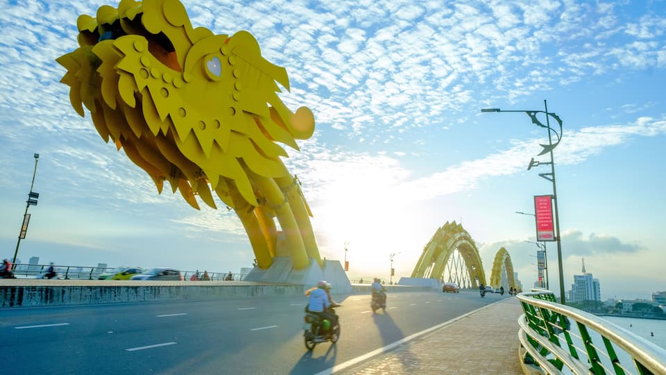 Dragon bridge of Han river in Vietnam.