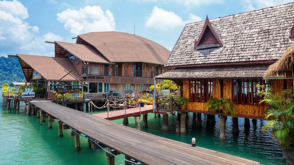 Houses on stilts in the fishing village of Bang Bao, Koh Chang, Thailand