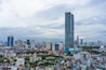 Aerial view of Hanoi cityscape at Lieu Giai street - Dao Tan street - Kim Ma street, Ba Dinh district. Hanoi skyline at twilight