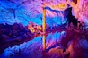 The Reed Flute Cave, natural limestone cave with multicolored lighting in Guilin, Guangxi, China.