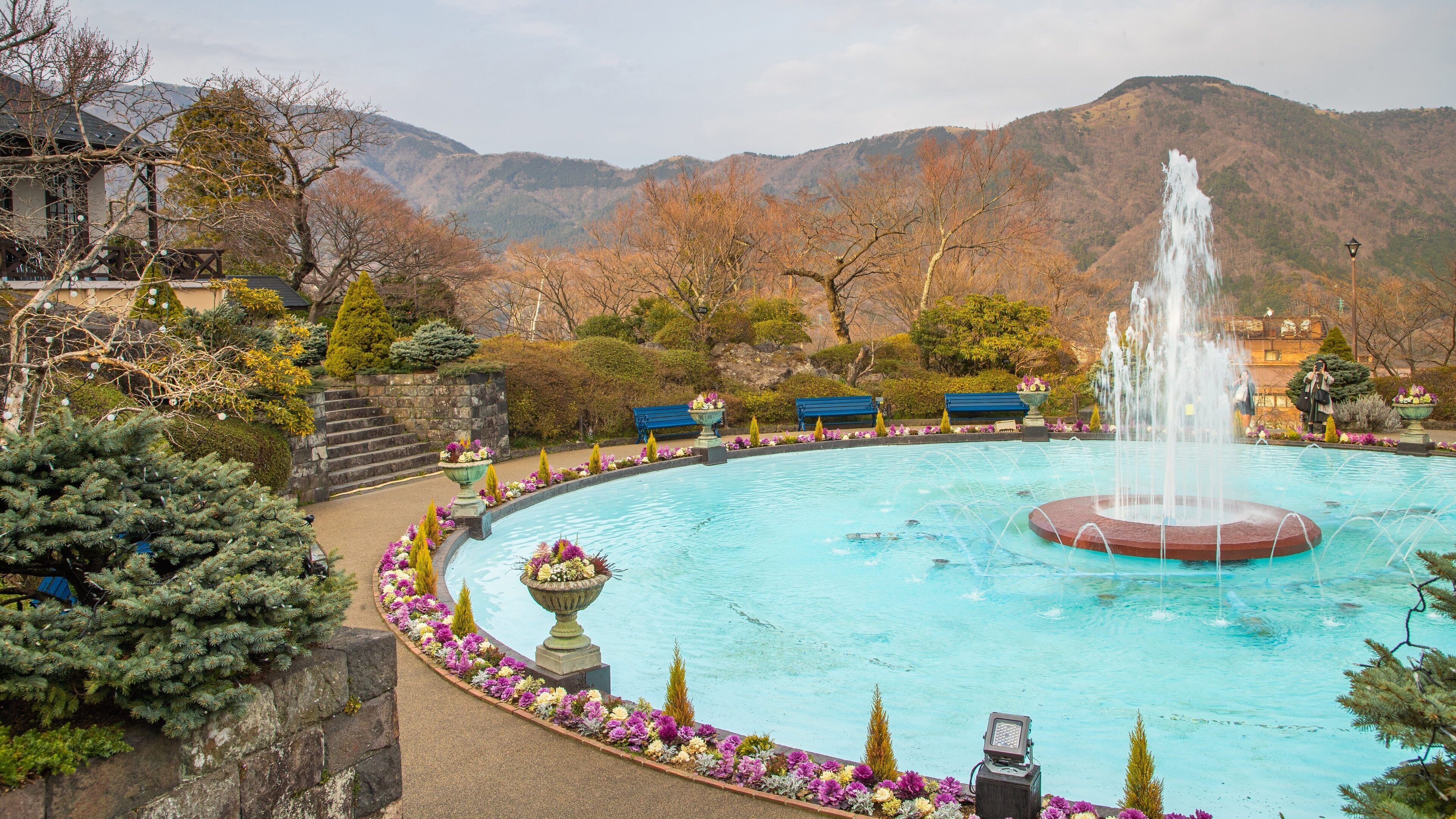 Hakone Gora Park showing a fountain