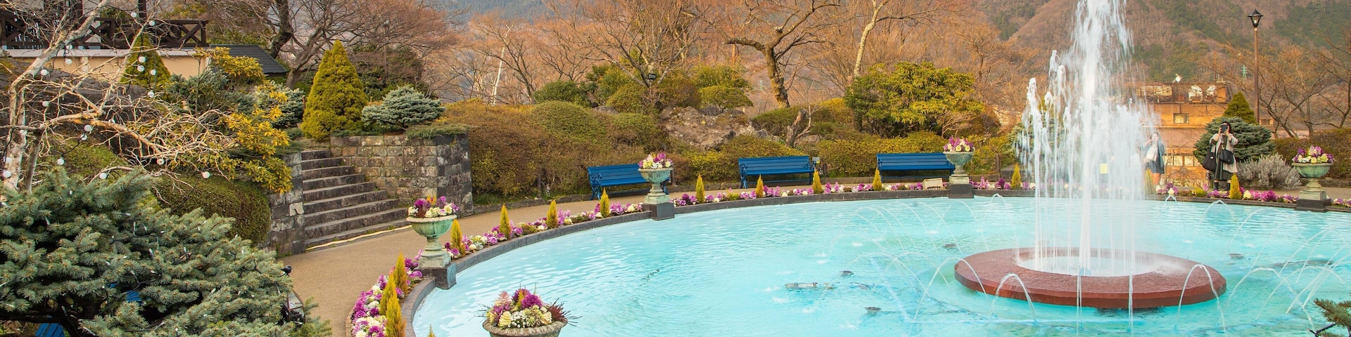 Hakone Gora Park showing a fountain