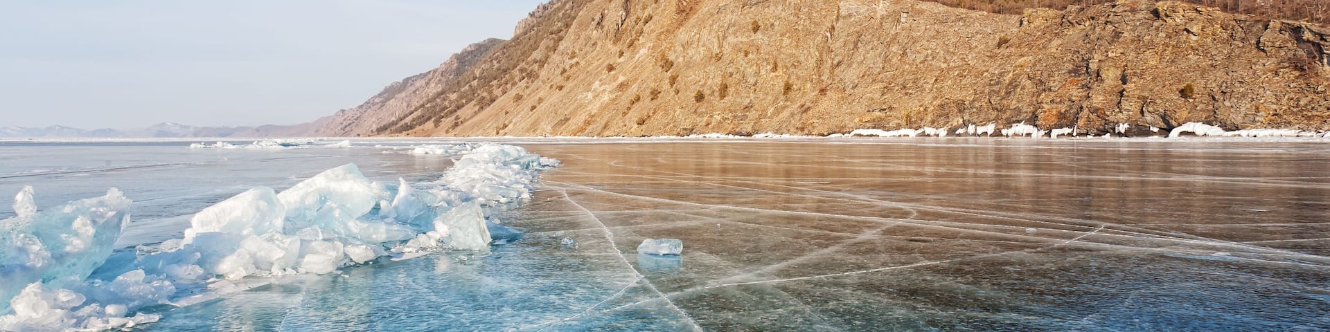 Transparent ice on lake Baikal