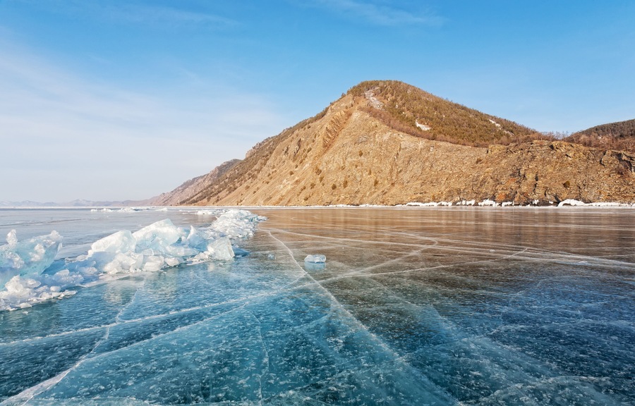 Transparent ice on lake Baikal