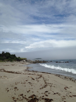Beautiful sandy beach and board walk.