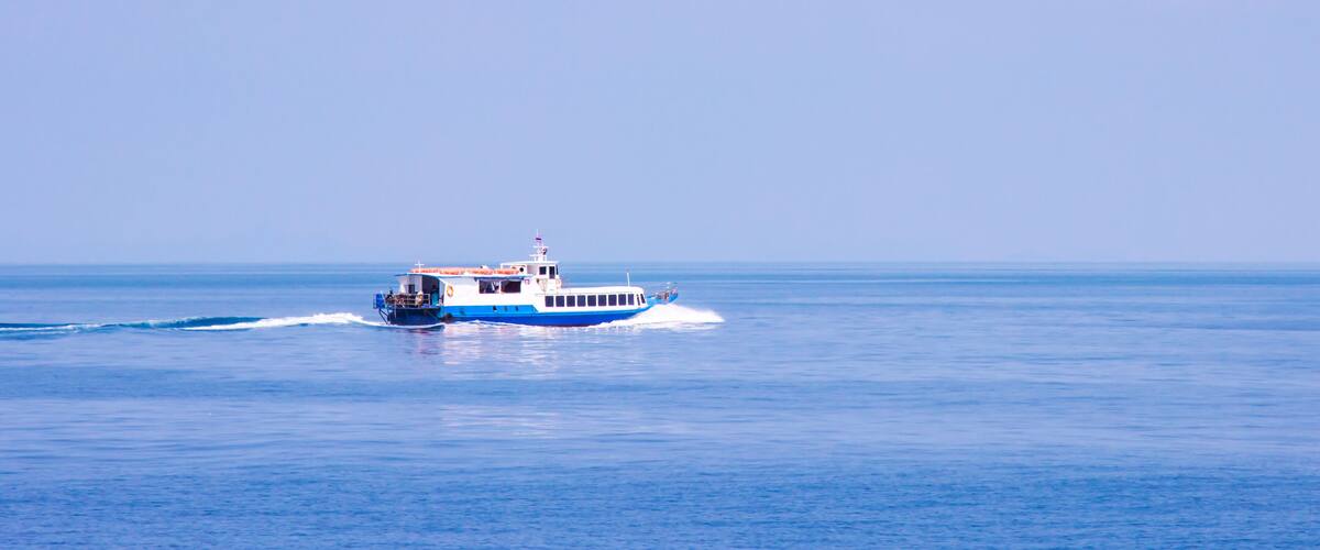 Service tourist high speed ferry boat go to koh kood and koh mak island in Trat province, Thailand.
