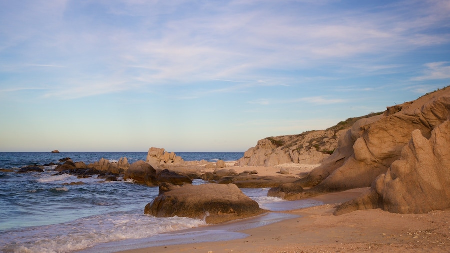 Los Arbolitos Beach featuring a sunset, rugged coastline and general coastal views