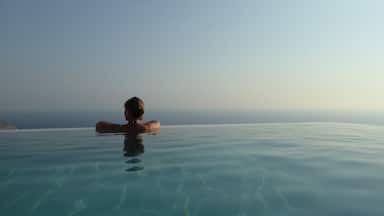 The view is out towards Cape Tainaron, the Southern most point of the Greek mainland. There is a regular traffic of ships, large and small going slowly across the horizon