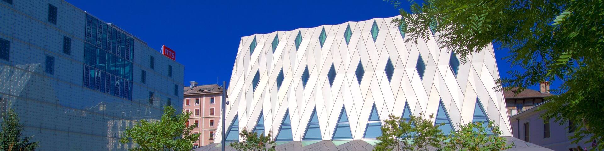 Museum of Ethnography Geneva bevat moderne architectuur en een tuin