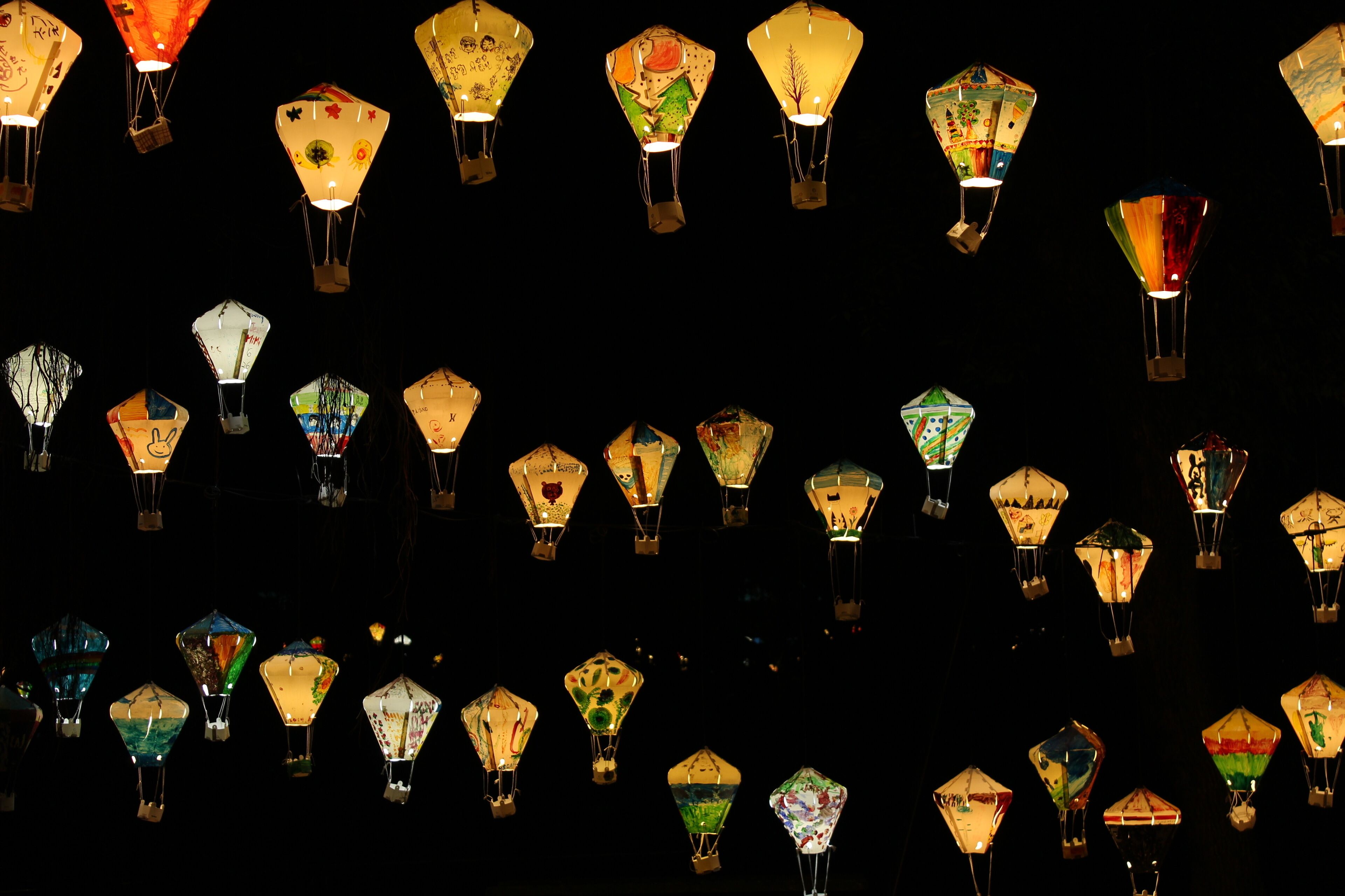 lantern decoration at night in the Tiehua Music Village of Taiwan,Taitung｜鐵花村