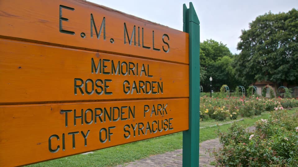 E.M. Mills Rose Garden which includes signage and a park