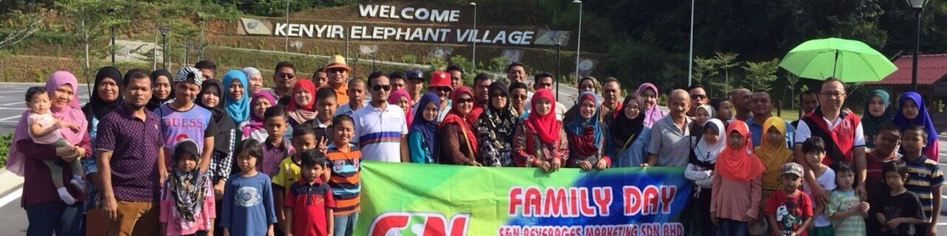 This is Kenyir Elephant village, near Tasek Kenyir Hulu Terengganu, Malaysia. Spacious parking space, beautiful scenery during canopy walk, and very entertaining elephant show and parade.