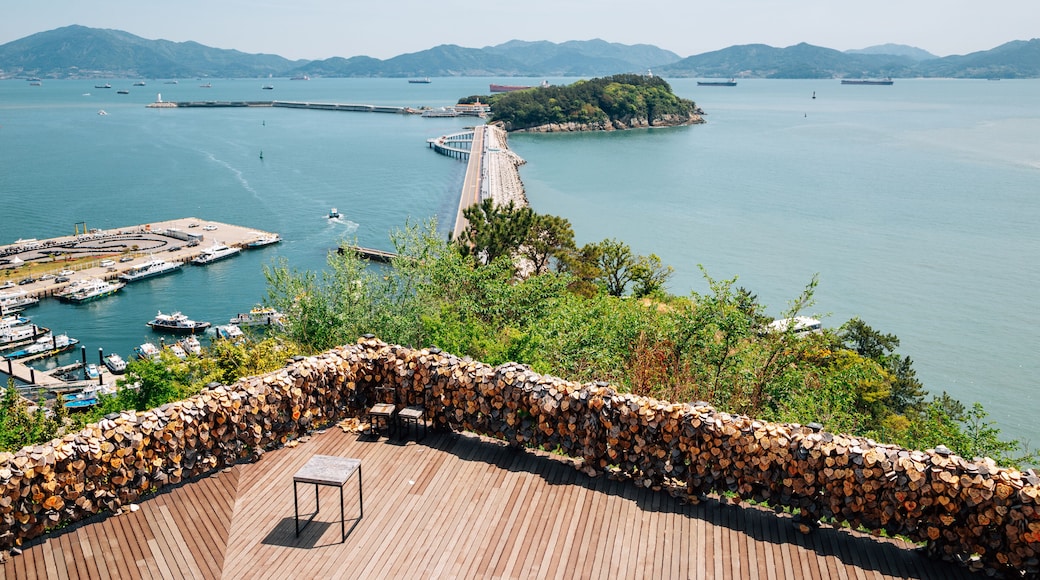 View of Odongdo Island and sea from Jasan Park in Yeosu, Korea