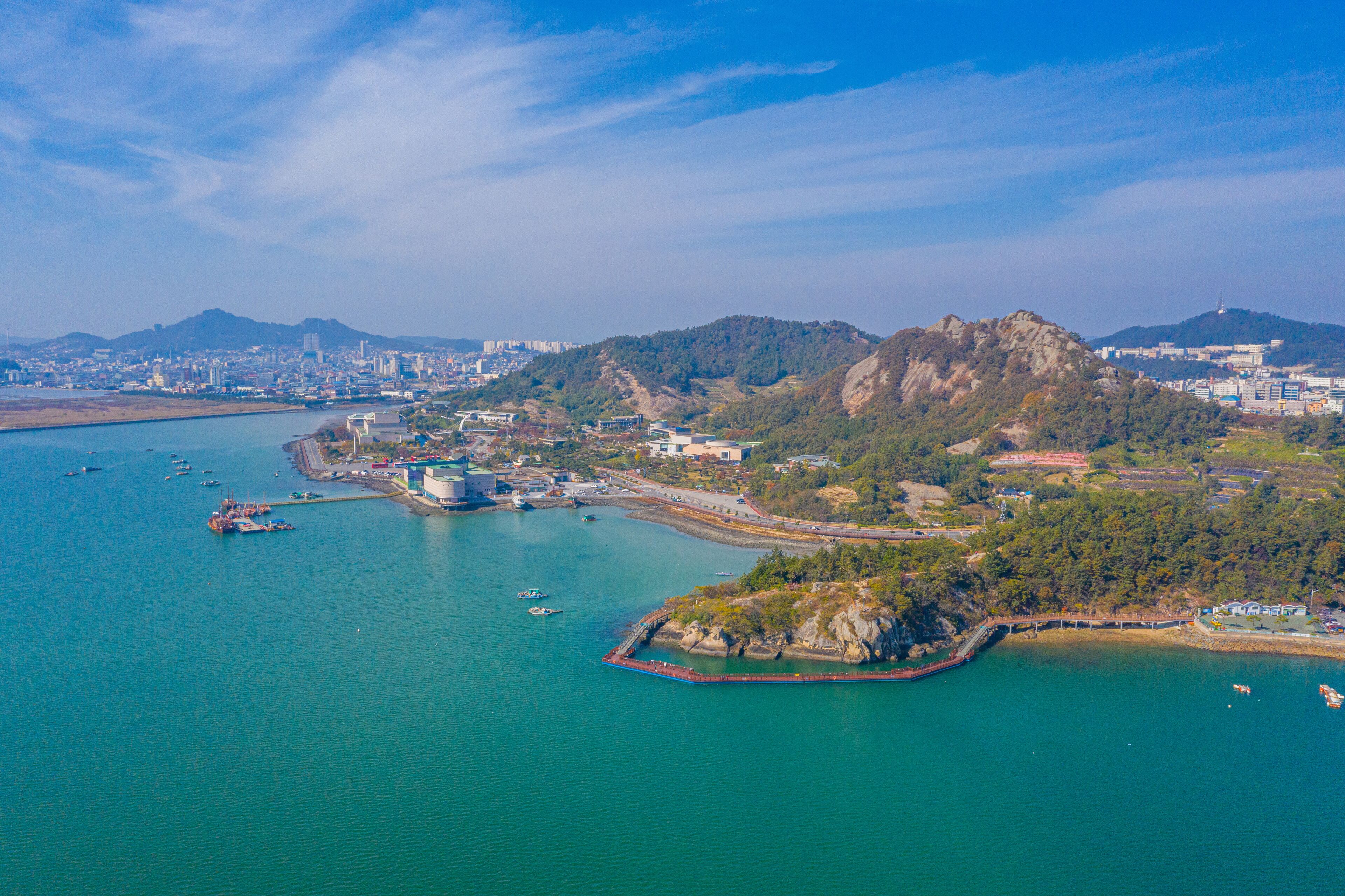 Aerial view of Gatbawi rock in Mokpo, Republic of Korea