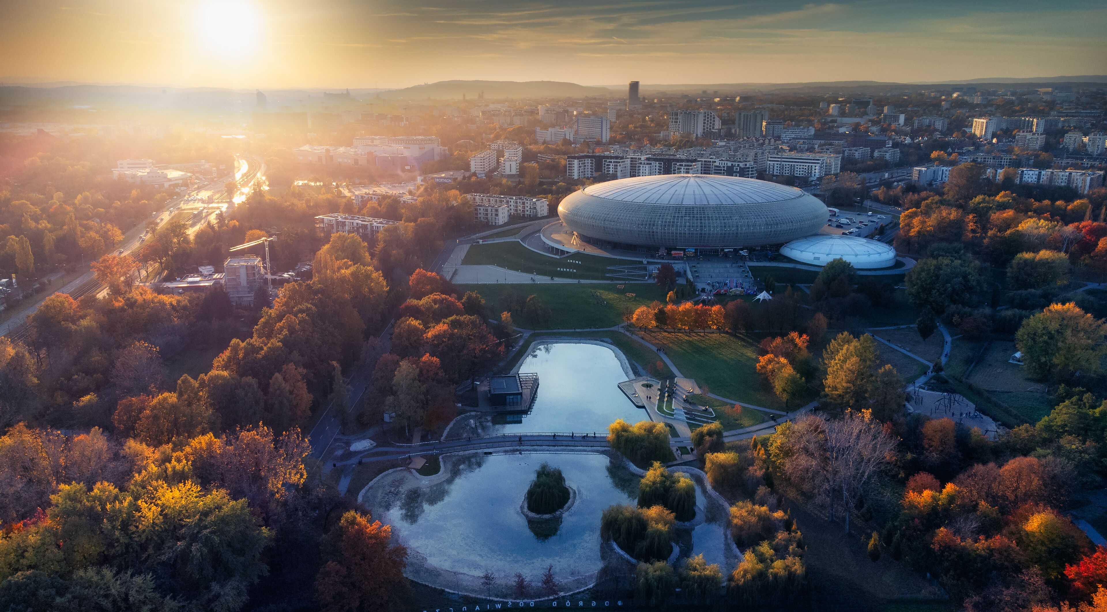 Sunset over the city