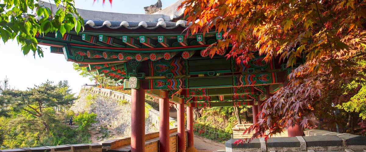 Mountain, Namhansanseong World Heritage Centre Seomun Gate, West Fortress Gate in Gyeonggi-do, South Korea