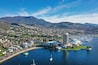Aerial view of Hobart, showing the Derwent River, Casino and Mt Wellington in Tasmania, Australia