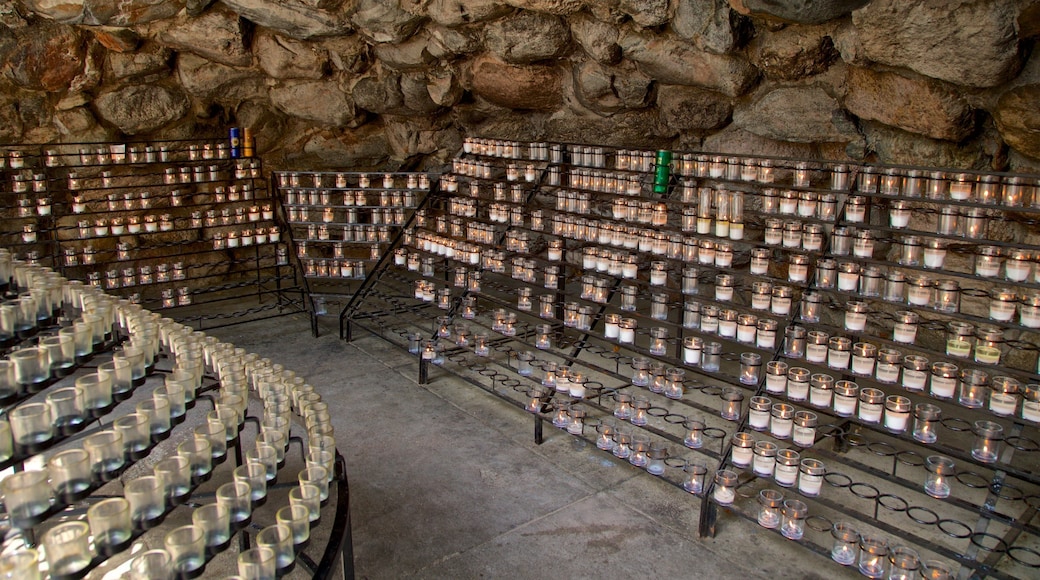 Grotto of Our Lady of Lourdes showing religious aspects and caves