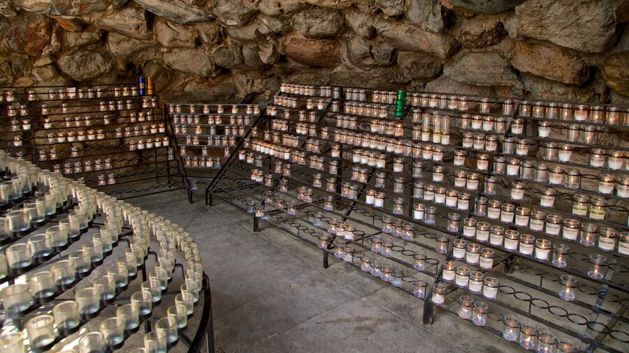 Grotto of Our Lady of Lourdes showing religious aspects and caves