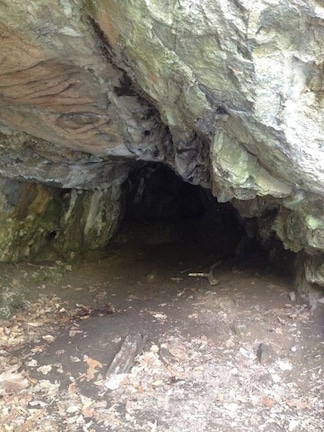 I can't remember exactly how to get there, but you do have to climb over trees, through brush, and non-paved paths to get to this cave for a short spelunking excursion near Jenny Jump State Forest.