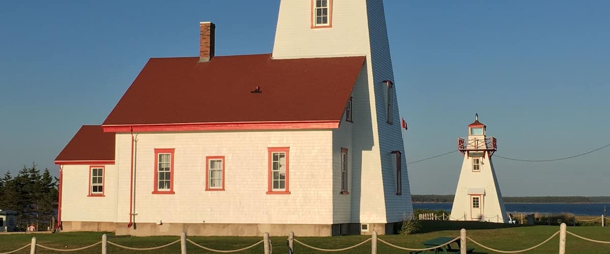 Just arrived by ferry at Prince Edward Island and we were greeted at the dock by these two marvelous lighthouses. The wonderful volunteer at the lighthouse stayed open and gave me an opportunity to climb the lighthouse to see the gorgeous sunset.