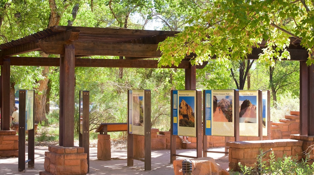 Zion Canyon Visitor Center which includes signage