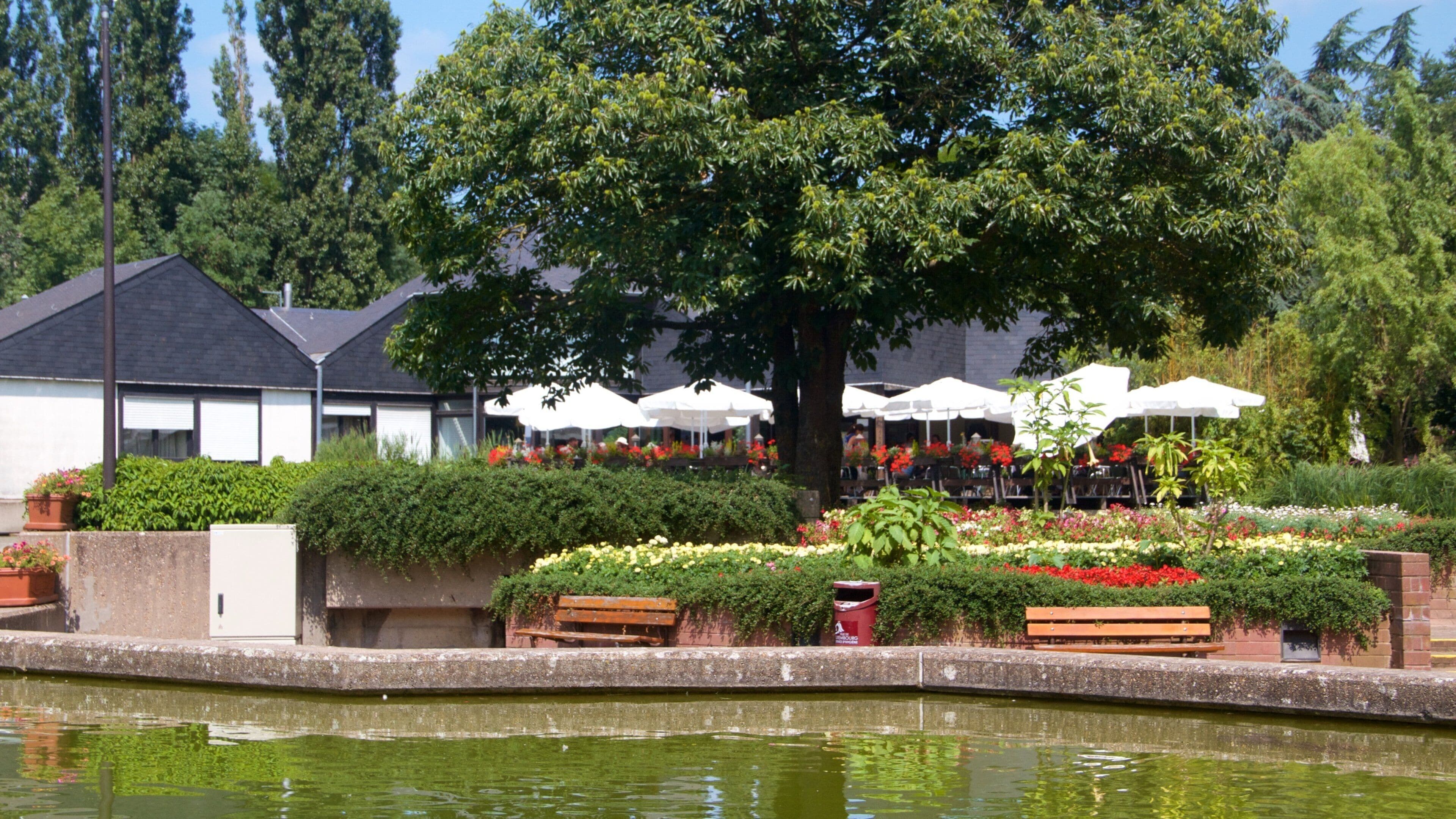 Luxembourg featuring a garden and a pond