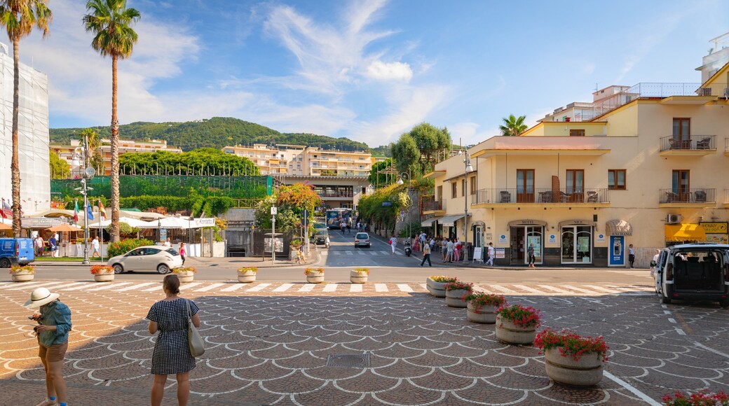 Piazza Lauro featuring flowers and street scenes as well as a couple