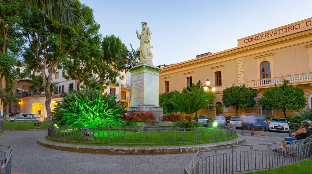 Piazza Sant\'Antonino showing a statue or sculpture and a garden