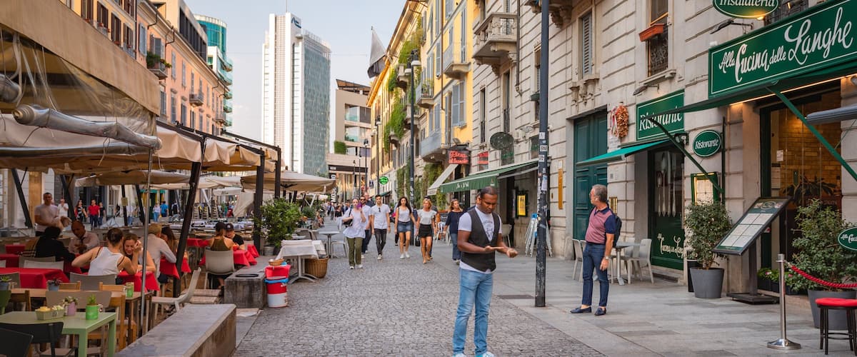 Corso Como showing a city and street scenes as well as an individual male