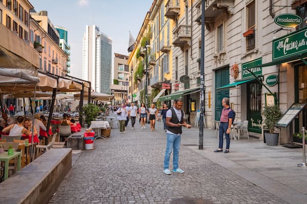 Corso Como showing a city and street scenes as well as an individual male