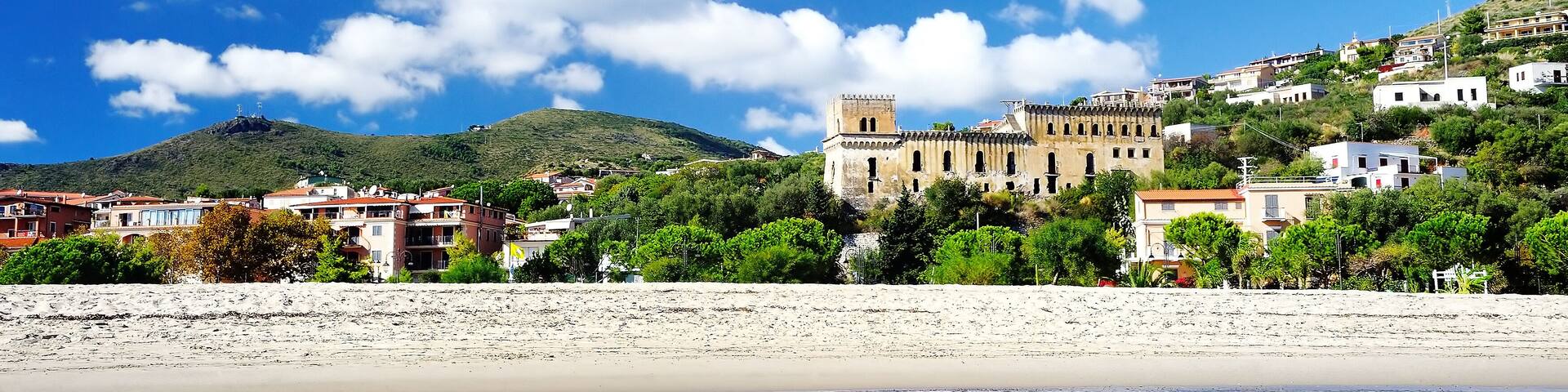 Coast of Tyrrhenian sea. Beach and port of Marina di Camerota, Italy, Shutterstock ID 575481787, SF SSA Case with Manager Approval: Case 07151371, Job: Prepay credit, Client/Licensee: , Other: