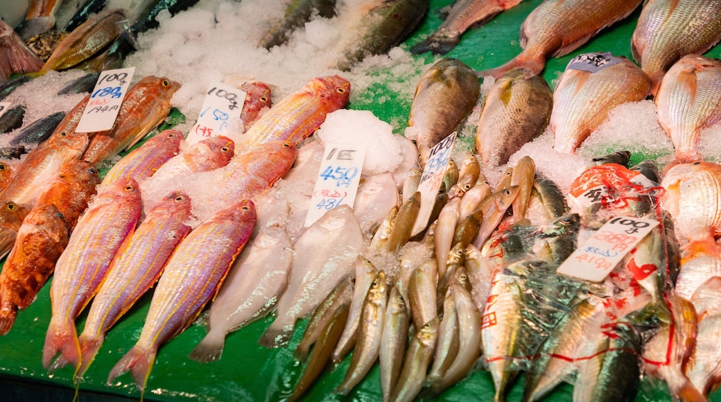 Yanagibashi Rengo Market which includes markets, signage and food