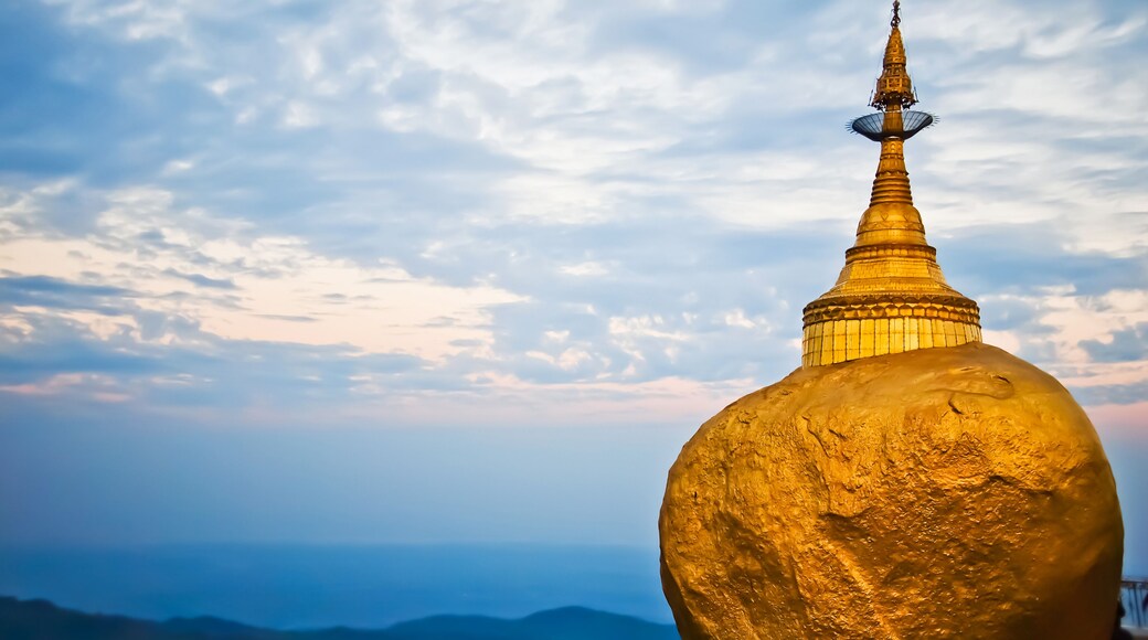 Golden rock, Kyaikhtiyo pagoda, Myanmar.They are public domain or treasure of Buddhism, no restrict in copy or use