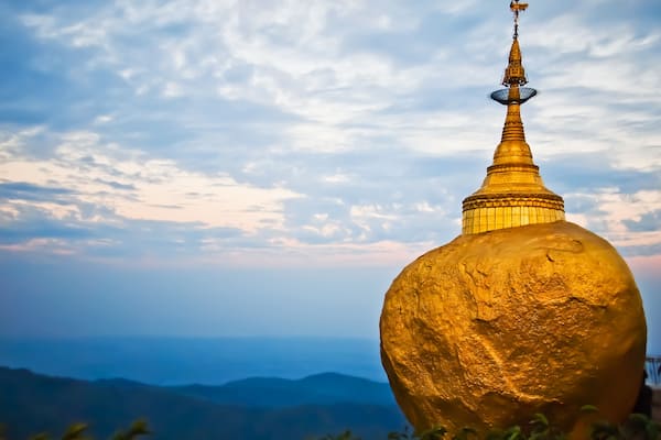 Golden rock, Kyaikhtiyo pagoda, Myanmar.They are public domain or treasure of Buddhism, no restrict in copy or use