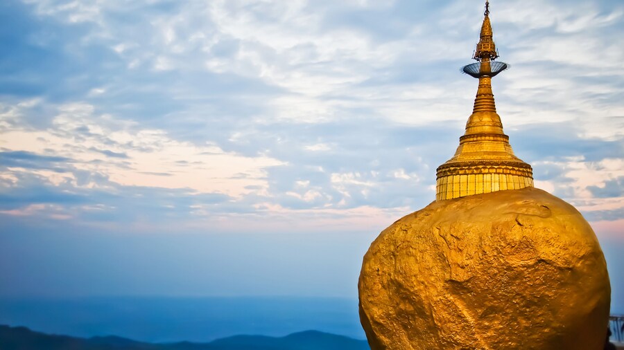 Golden rock, Kyaikhtiyo pagoda, Myanmar.They are public domain or treasure of Buddhism, no restrict in copy or use