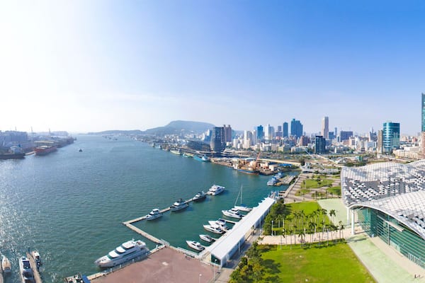 Aerial view of kaohsiung city and harbor. Taiwan.