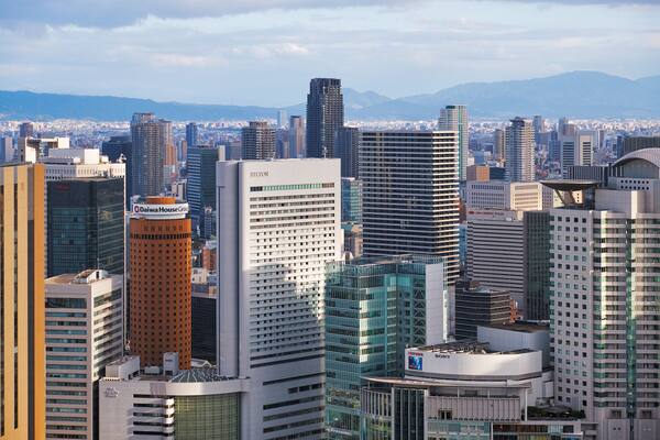 The Herbis Plaza in the skyscraper center in front of JR Osaka Station. Osaka. Japan