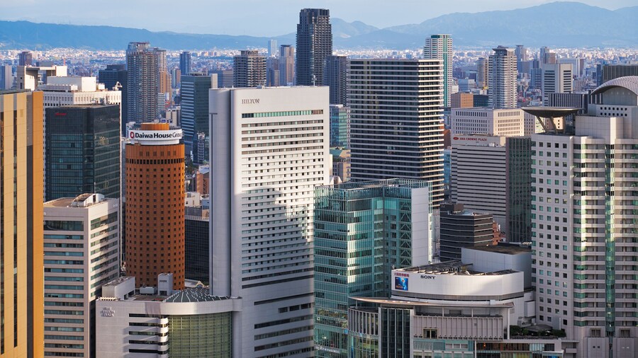 The Herbis Plaza in the skyscraper center in front of JR Osaka Station. Osaka. Japan