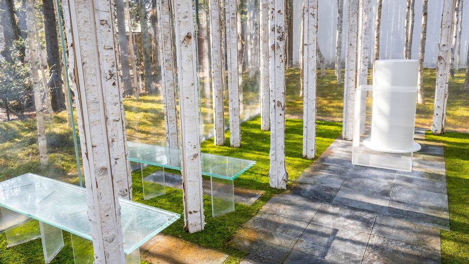 Karuizawa New Art Museum which includes outdoor art and a garden