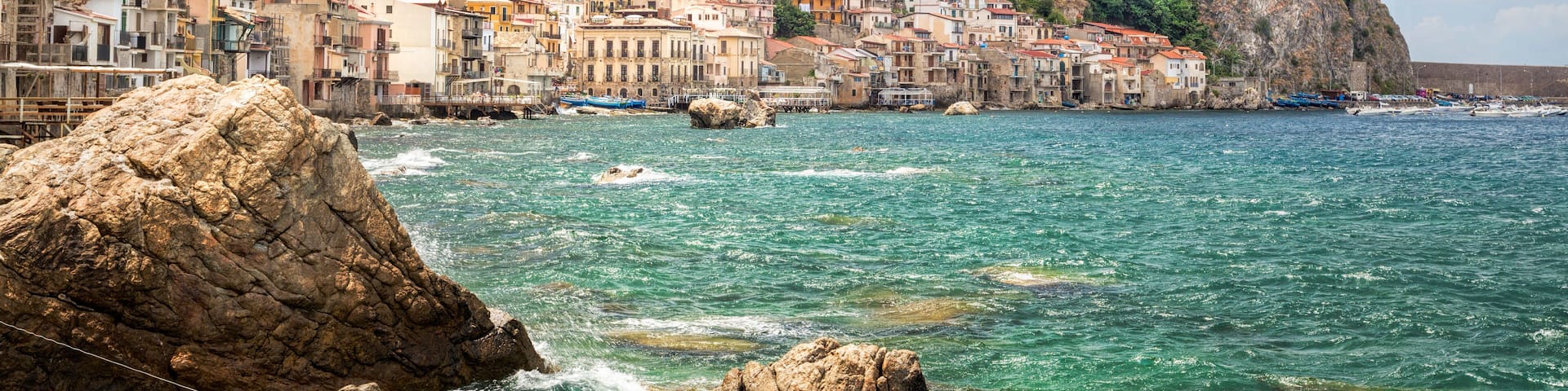 Fishing quarter of Scilla with Castello Ruffo, Calabria, Italy