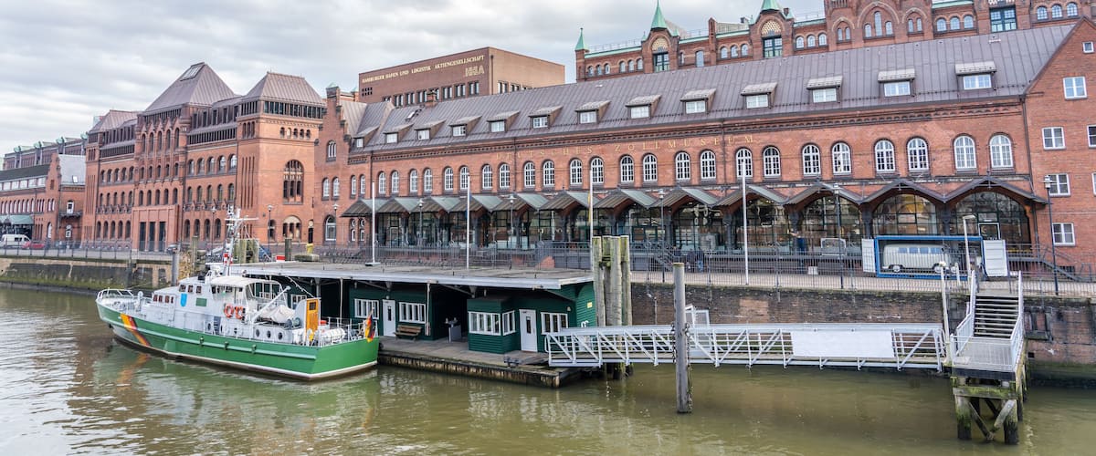 A ship to Oldenburg before German Customs Museum, Deutsches Zollmuseum on Zollkanal